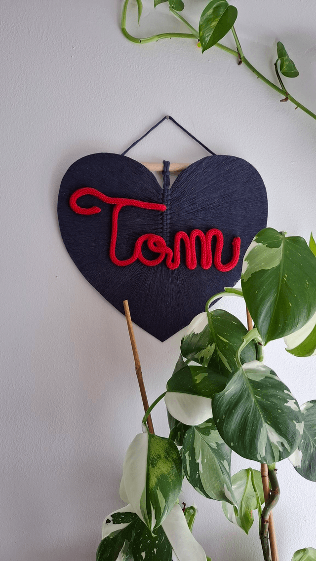 Plume simple cœur + Prénom tricotin